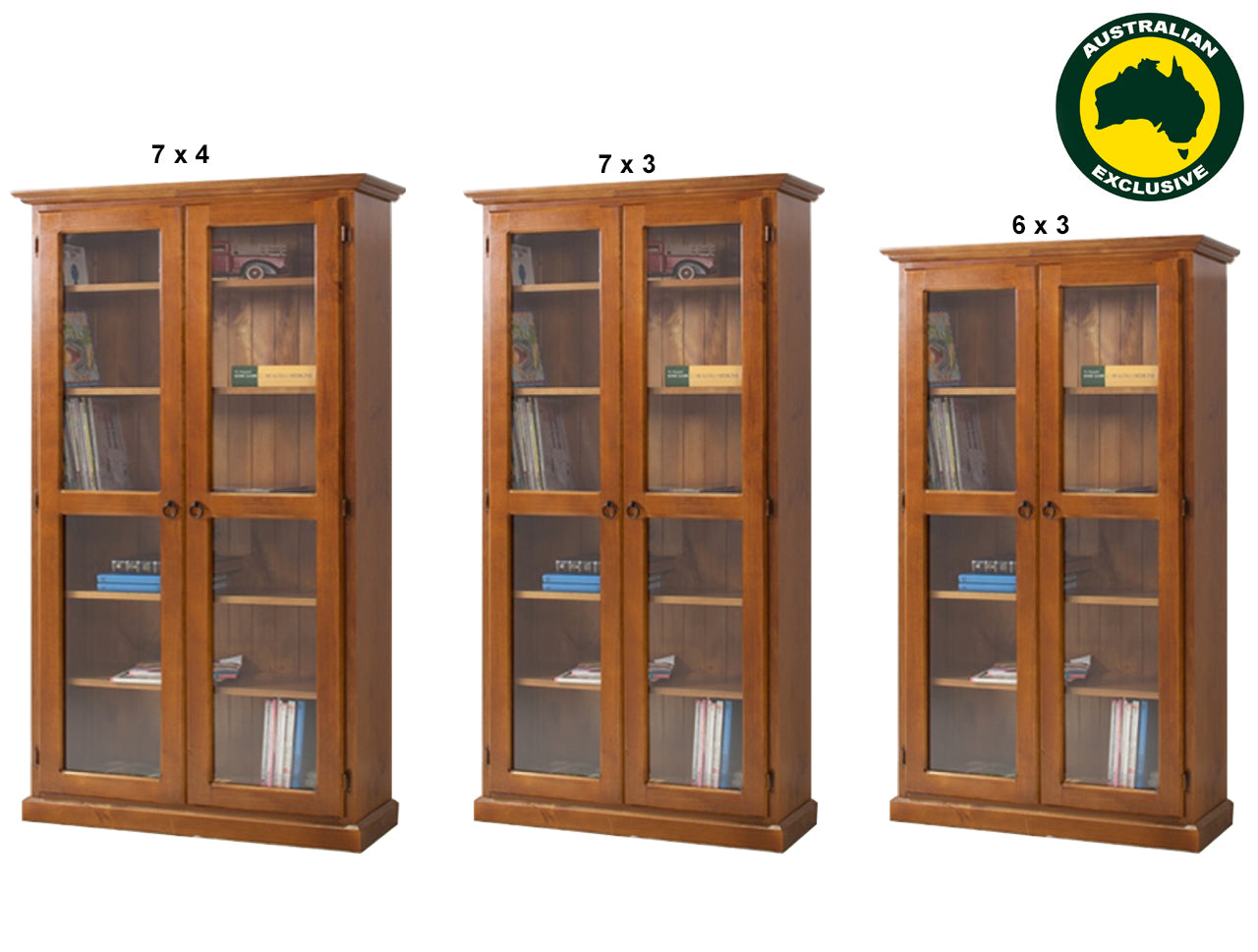 NOOSA (AUSSIE MADE) 2 DOOR LIBRARY UNIT COLLECTION - ASSORTED STAINED COLOURS - STARTING FROM $899