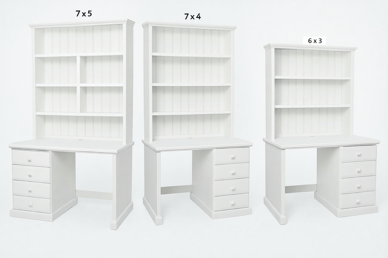 MACQUARIE (AUSSIE MADE) 4 DRAWER DESK + HUTCH COLLECTION - ASSORTED PAINTED COLOURS - STARTING FROM $1299