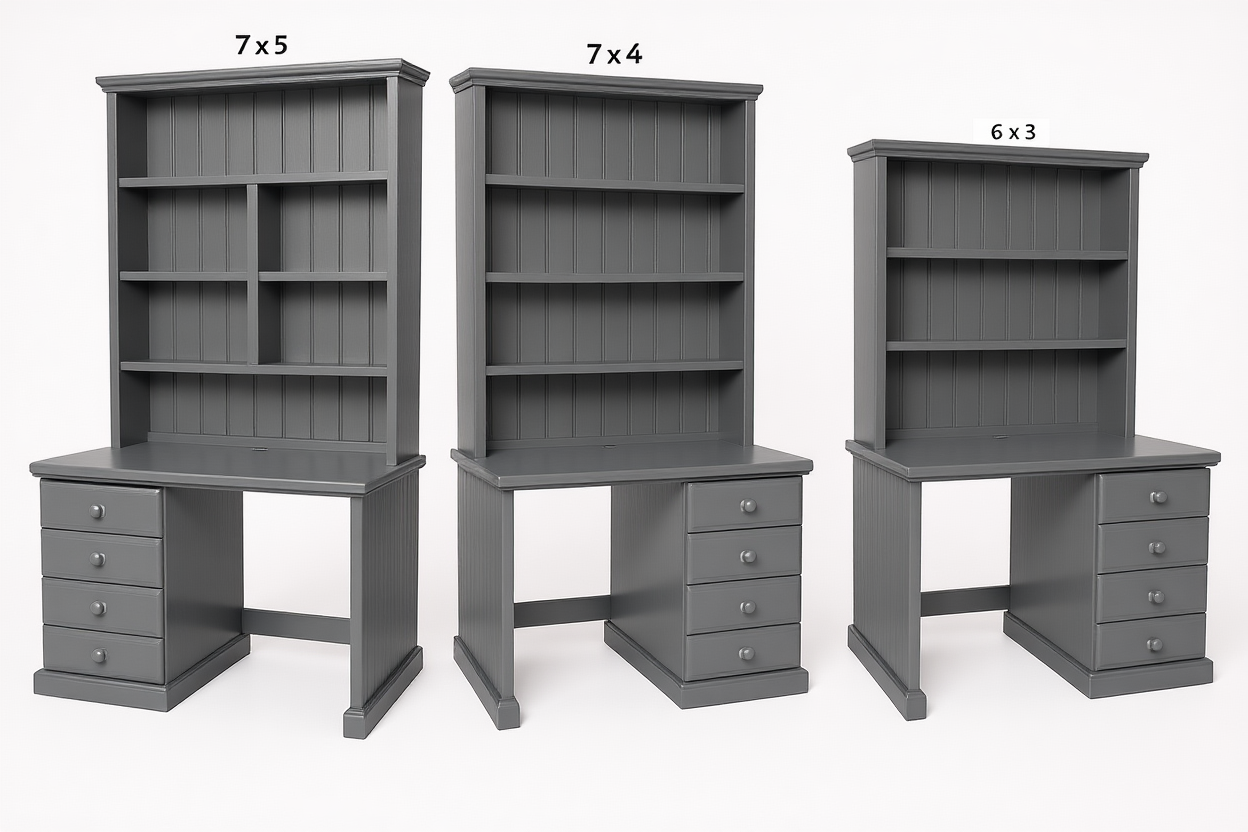 MACQUARIE (AUSSIE MADE) 4 DRAWER DESK + HUTCH COLLECTION - ASSORTED PAINTED COLOURS - STARTING FROM $1299