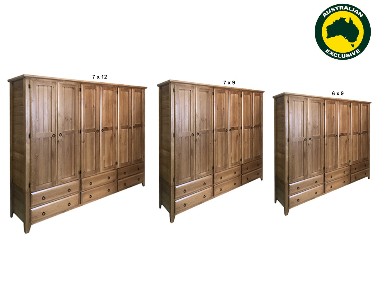 MANILLA (AUSSIE MADE) 6 DOOR / 6 DRAWER WARDROBE COLLECTION - ASSORTED STAINED COLOURS - STARTING FROM $2499