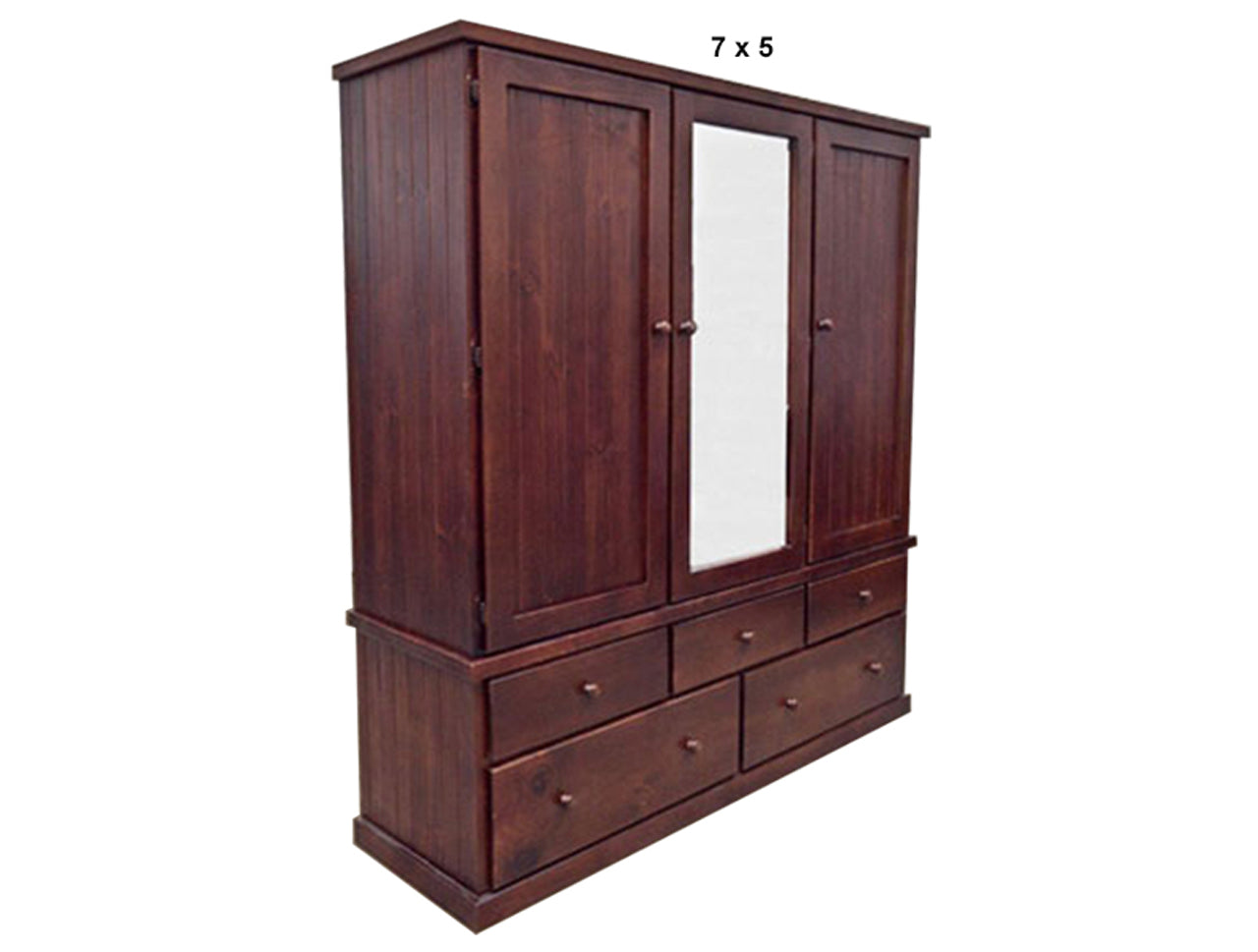 MONTANA (AUSSIE MADE) WARDROBE 3 DOOR / 5 DRAWER WITH T&G BACKING COLLECTION - ASSORTED STAINED COLOURS - STARTING FROM $1499