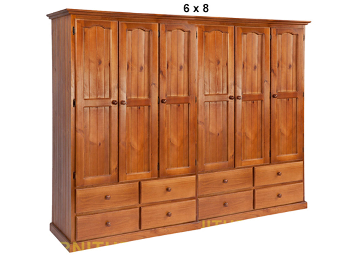 MUDGEE (AUSSIE MADE) WARDROBE WITH 6 DOORS / 8 DRAWERS COLLECTION - ASSORTED STAINED COLOURS - STARTING FROM $2399