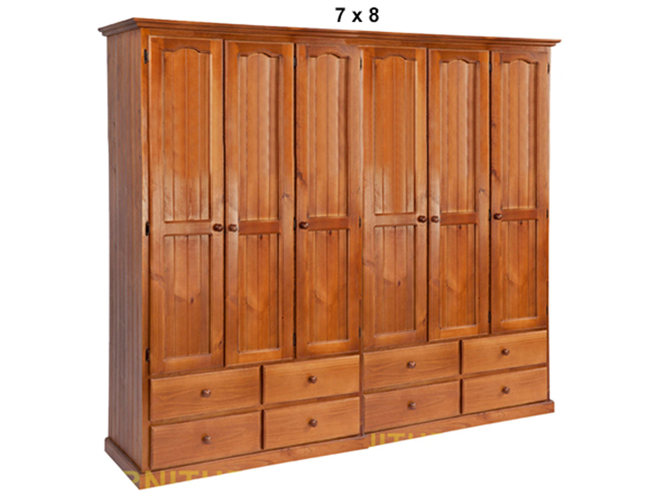 MUDGEE (AUSSIE MADE) WARDROBE WITH 6 DOORS / 8 DRAWERS COLLECTION - ASSORTED STAINED COLOURS - STARTING FROM $2399