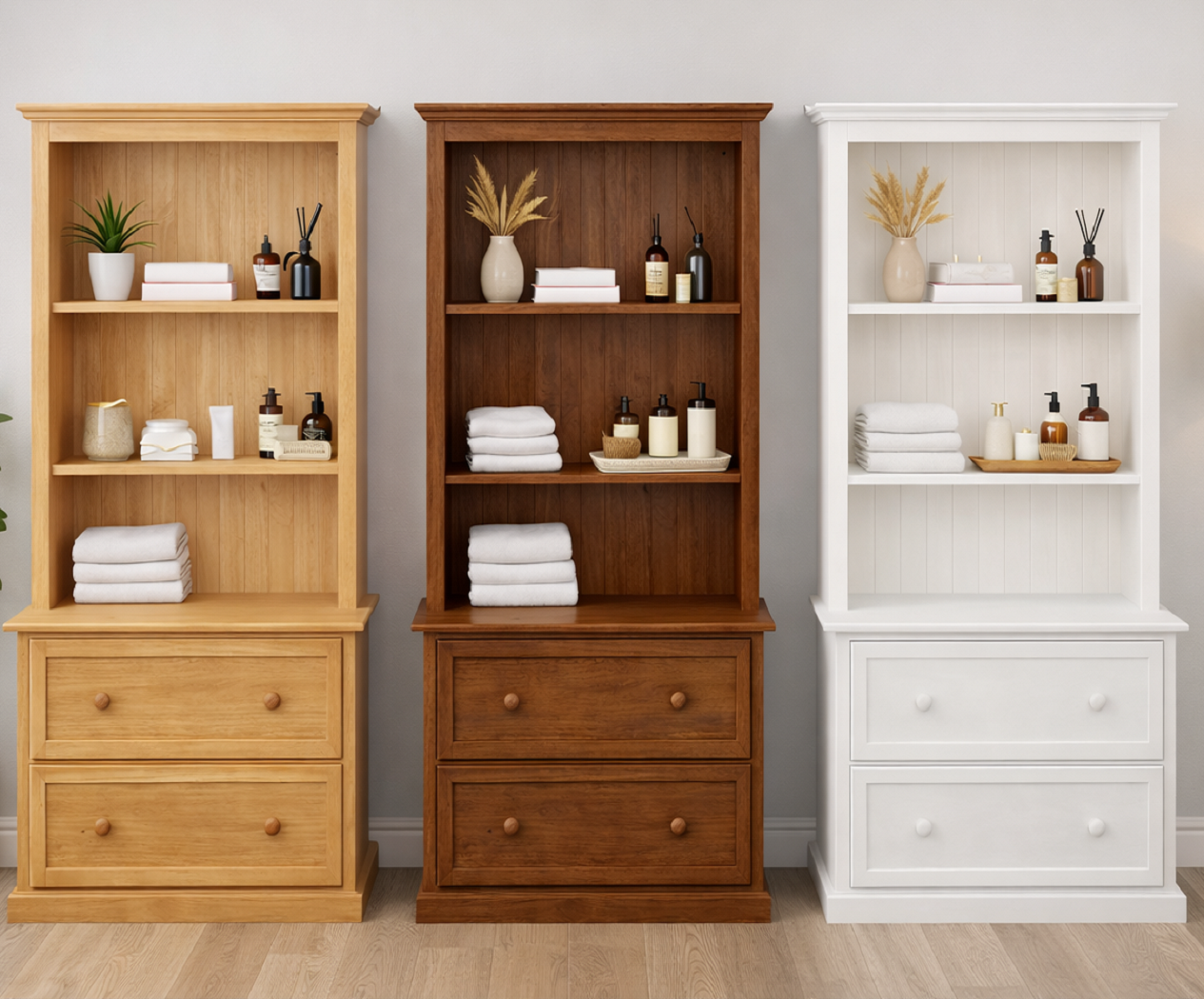 MELISSA (AUSSIE MADE) BOOKCASE COMBO WITH 2 DEEP BLANKETS DRAWERS COLLECTION - ASSORTED COLOURS - STARTING FROM $599