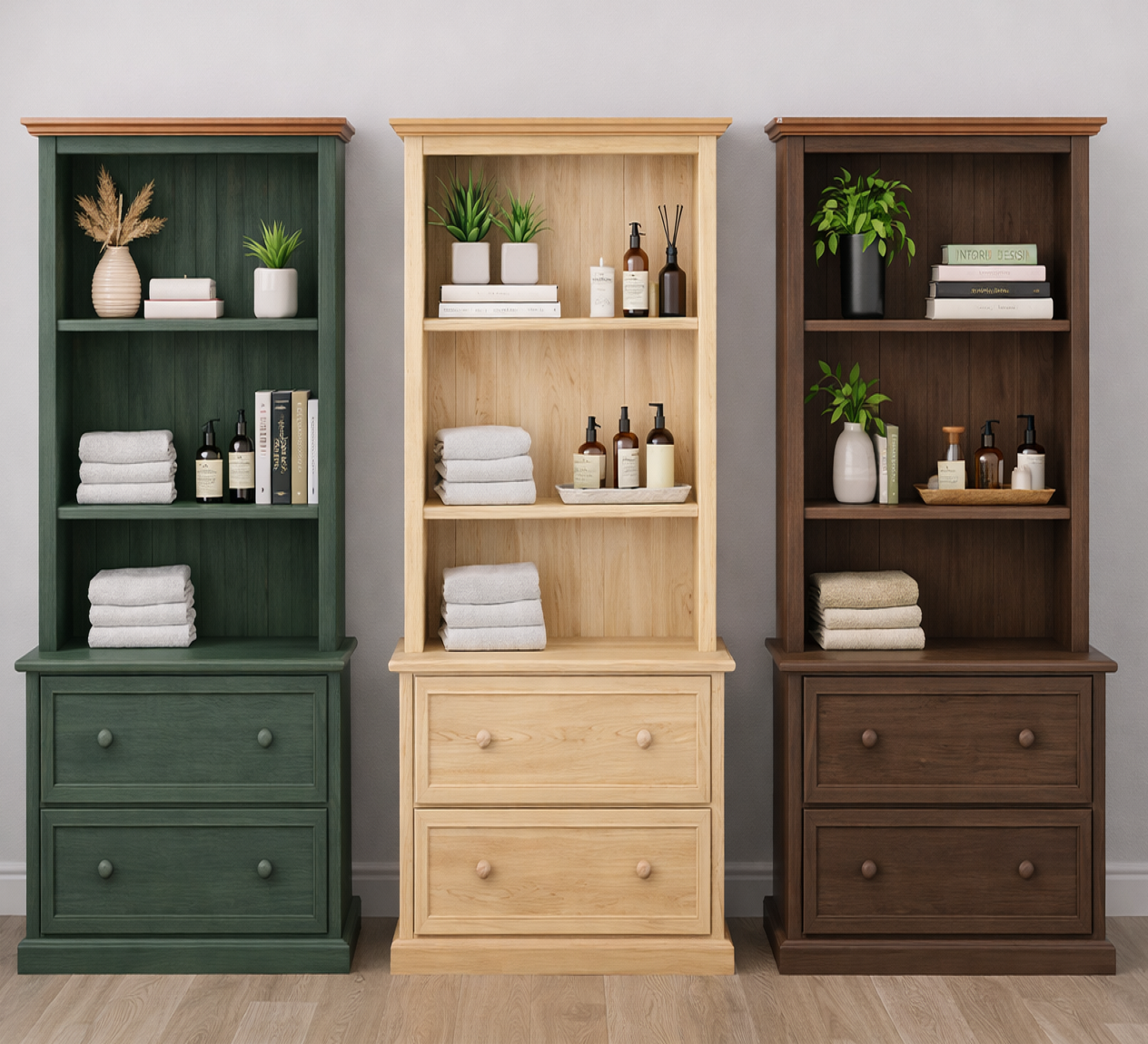 MELISSA (AUSSIE MADE) BOOKCASE COMBO WITH 2 DEEP BLANKETS DRAWERS COLLECTION - ASSORTED COLOURS - STARTING FROM $599