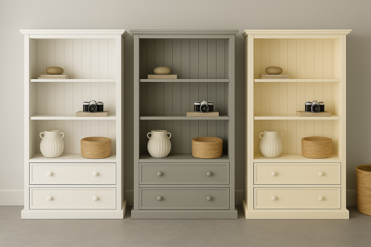 MELISSA (AUSSIE MADE) BOOKCASE COMBO WITH 2 DEEP BLANKETS DRAWERS COLLECTION - ASSORTED PAINTED COLOURS - STARTING FROM $799