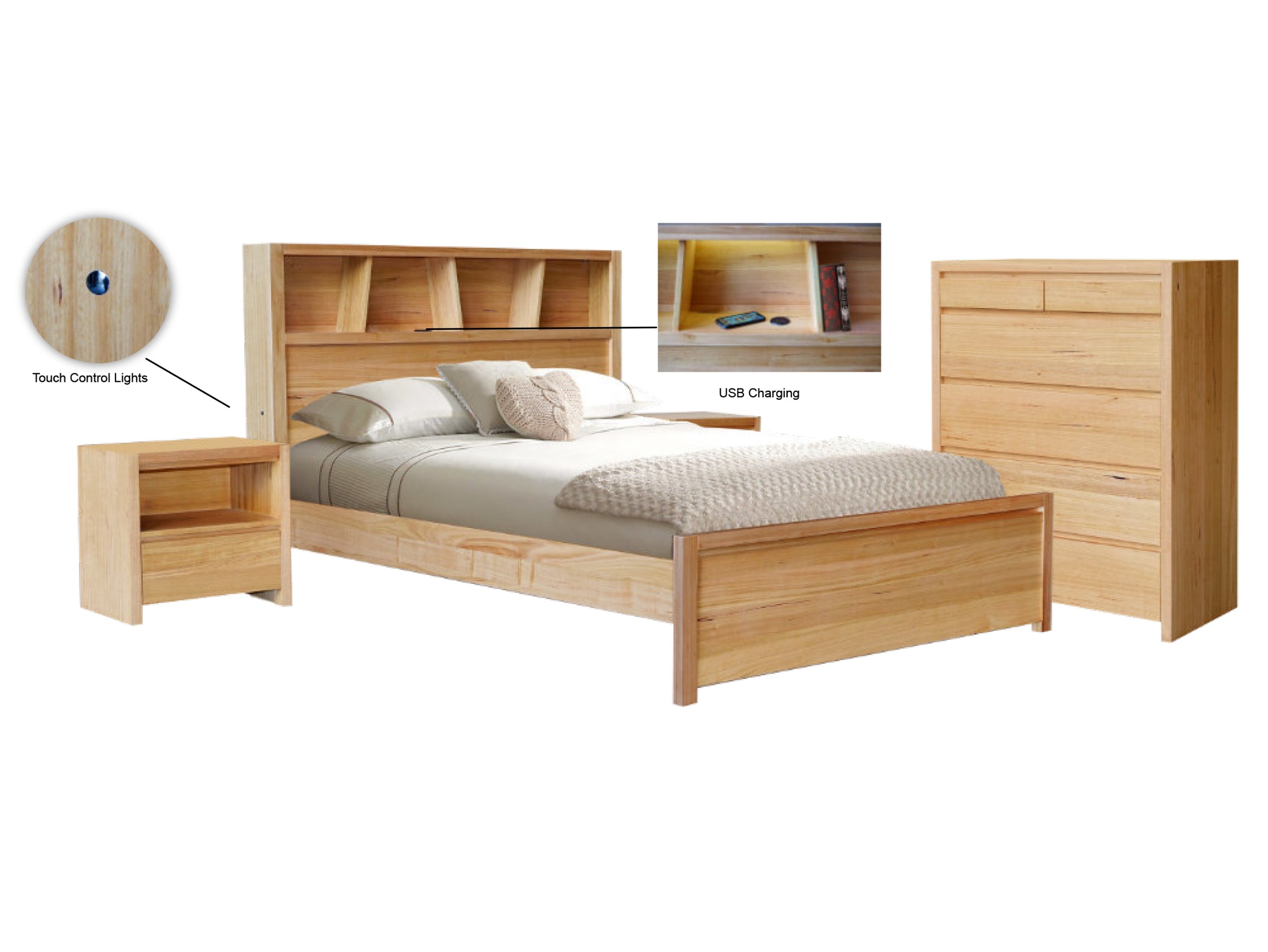 MONTANA KING 4 PIECE (TALLBOY) BEDROOM SUITE - MESSMATE