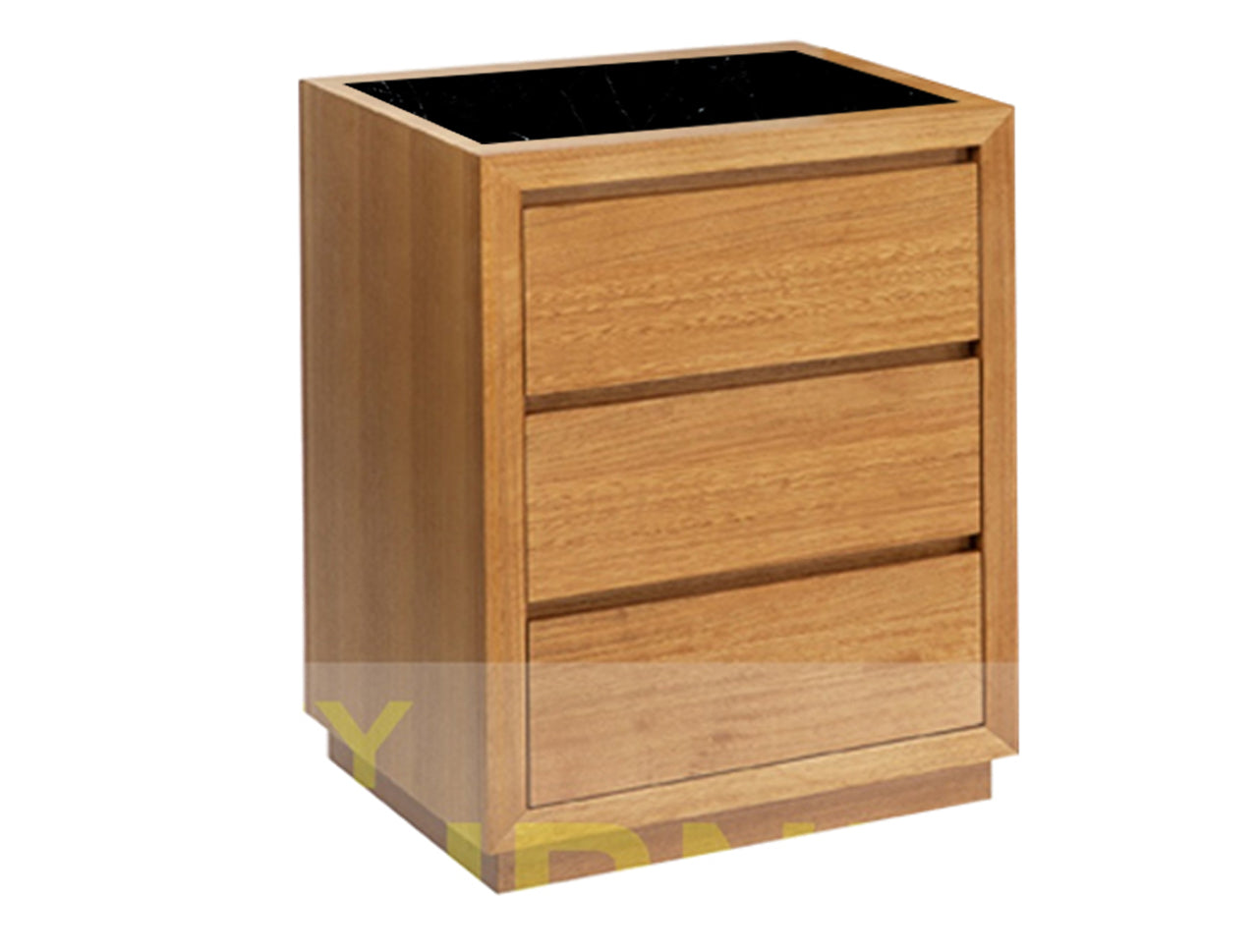 MORGAN (AUSSIE MADE) 3 DRAWER BEDSIDE TABLE WITH MARBLE TOP - 700(H) x 500(W) x 450(D) - TASSIE OAK COMBINATION - ASSORTED COLOURS