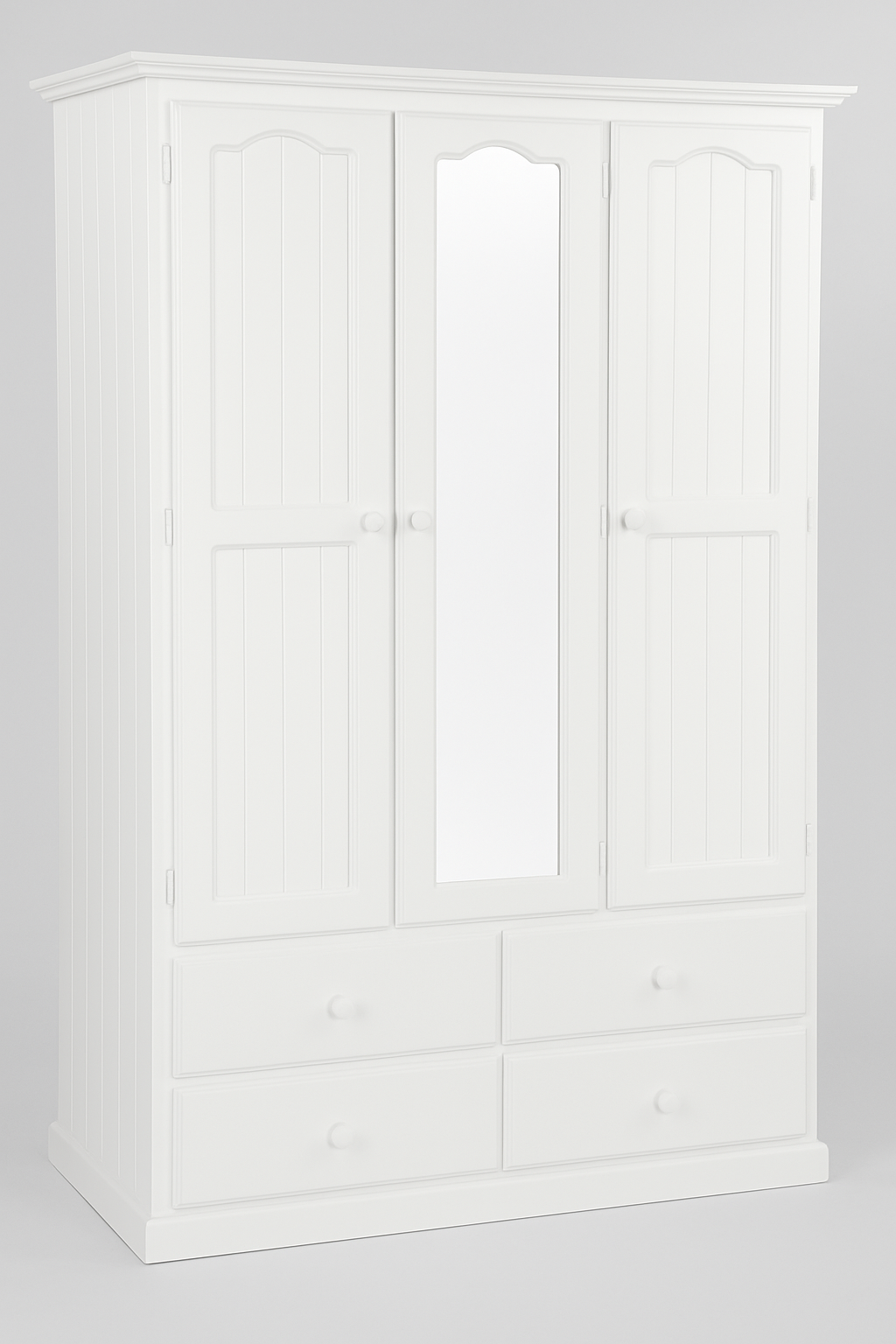 MUDGEE (AUSSIE MADE) MIRROR WARDROBE WITH 3 DOORS & 4 DRAWERS ALL HANGING COLLECTION - ASSORTED STAINED COLOURS - STARTING FROM $1199