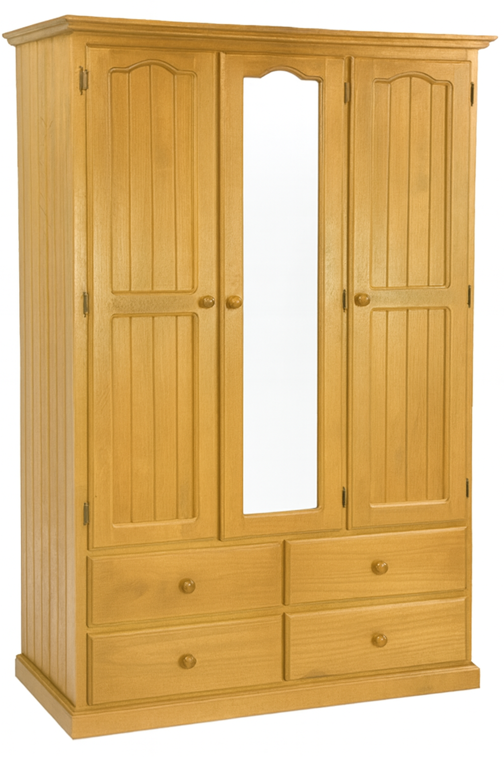 MUDGEE (AUSSIE MADE) MIRROR WARDROBE WITH 3 DOORS & 4 DRAWERS ALL HANGING COLLECTION - ASSORTED STAINED COLOURS - STARTING FROM $1199