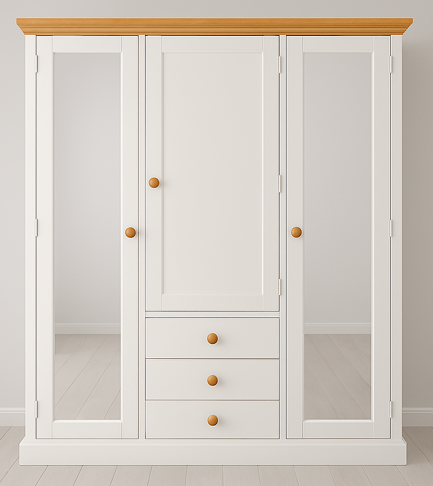 MUDGEE (AUSSIE MADE) 3 DOOR / 3 DRAWER TWIN MIRROR WARDROBE COLLECTION - ASSORTED COLOURS - STARTING FROM $1399