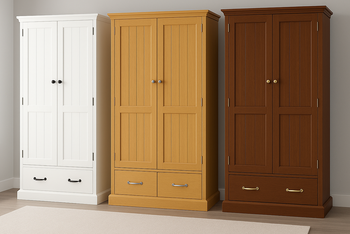 MUDGEE (AUSSIE MADE) 2 SQUARE DOOR / 2 FLUSH DRAWERS WARDROBE COLLECTION - ASSORTED COLOURS - STARTING FROM $899