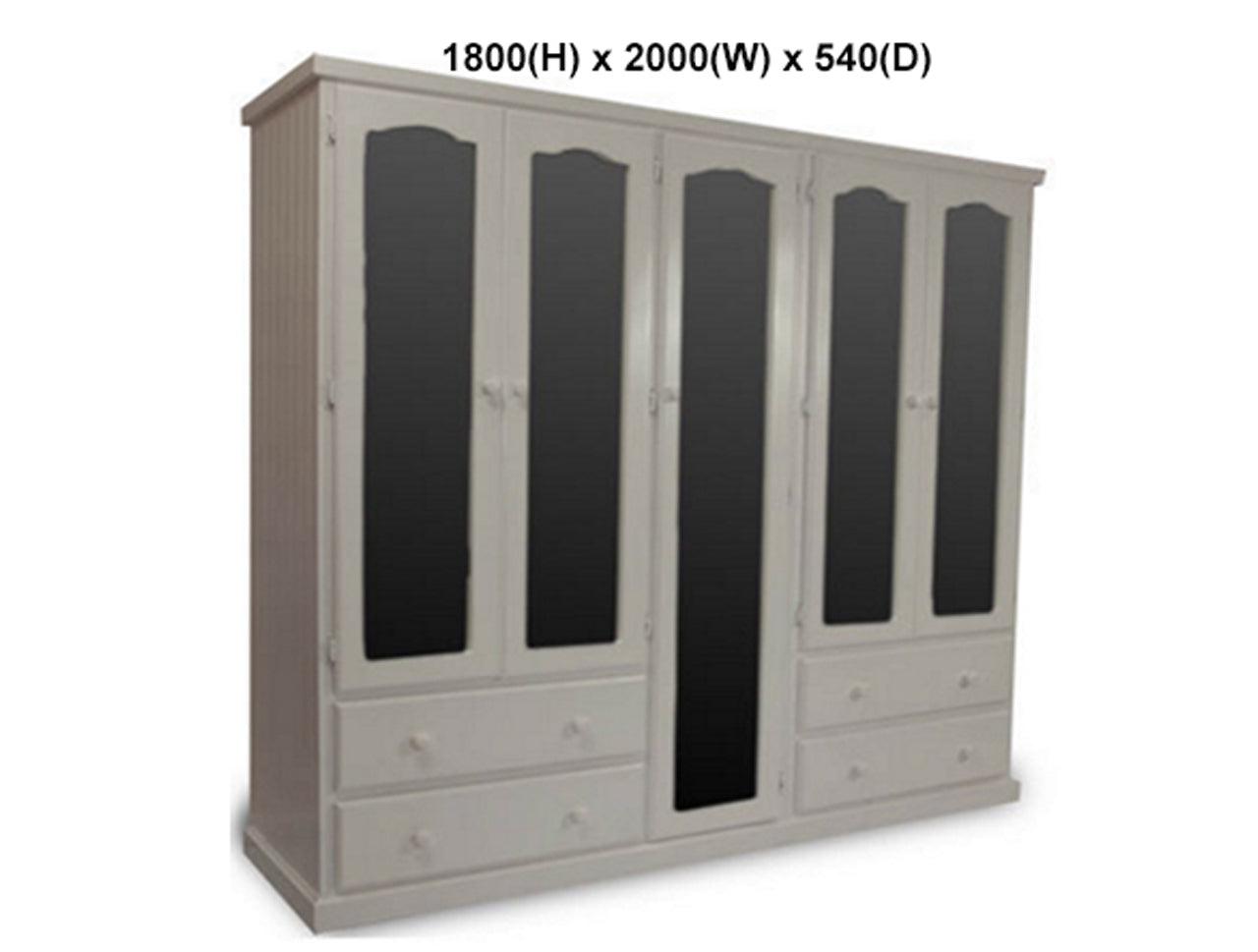 MUDGEE (AUSSIE MADE) 3 SECTIONS MULTIROBE WITH 5 MIRRORED DOORS COLLECTION - ASSORTED PAINTED COLOURS - STARTING FROM $1999