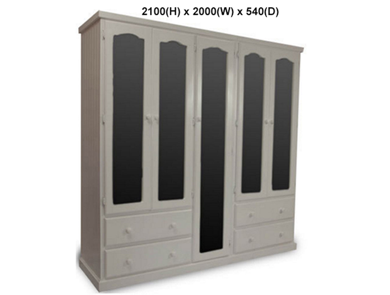 MUDGEE (AUSSIE MADE) 3 SECTIONS MULTIROBE WITH 5 MIRRORED DOORS COLLECTION - ASSORTED PAINTED COLOURS - STARTING FROM $1999