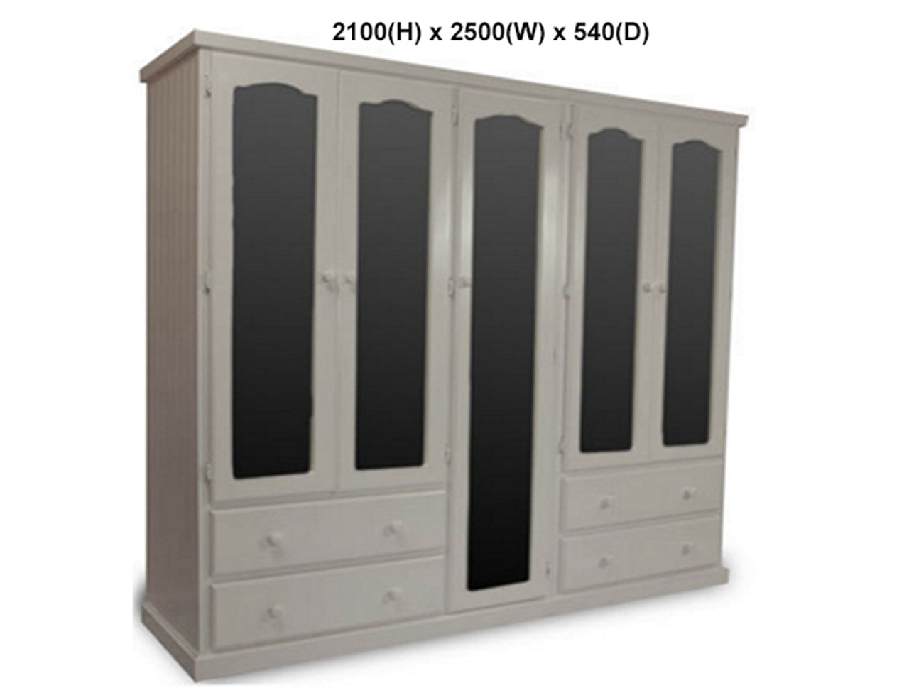 MUDGEE (AUSSIE MADE) 3 SECTIONS MULTIROBE WITH 5 MIRRORED DOORS COLLECTION - ASSORTED PAINTED COLOURS - STARTING FROM $1999