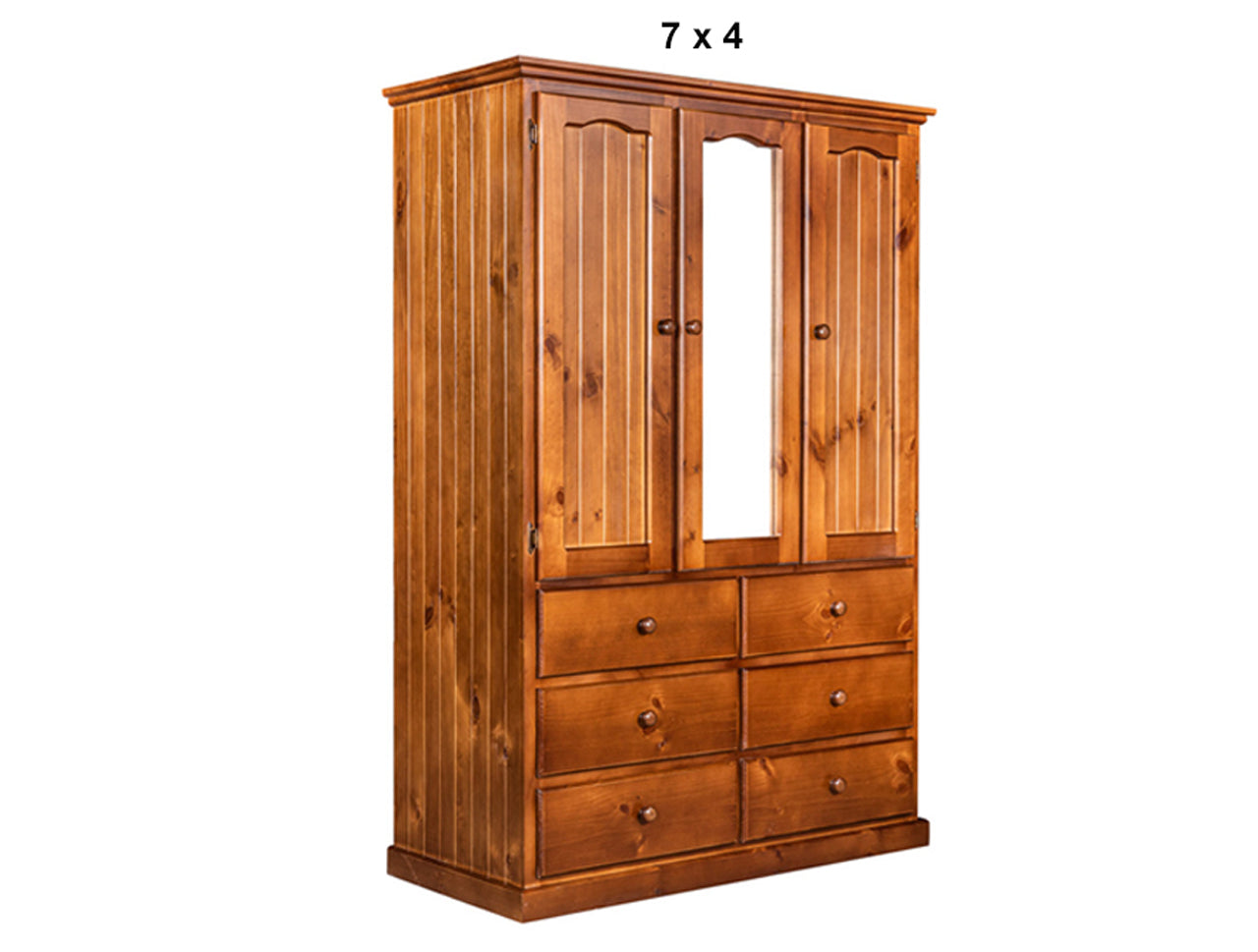 MUDGEE (AUSSIE MADE) WARDROBE - ALL HANGING WITH 3 DOORS / 6 DRAWERS MIRRORED WARDROBE COLLECTION - ASSORTED STAINED COLOURS - STARTING FROM $1299