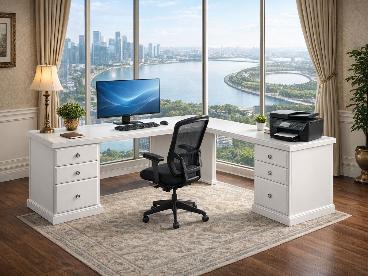 MUDGEE (D10) CORNER OFFICE DESK (AUSSIE MADE) 6 DRAWERS - ASSORTED COLOURS - STARTING FROM $1699