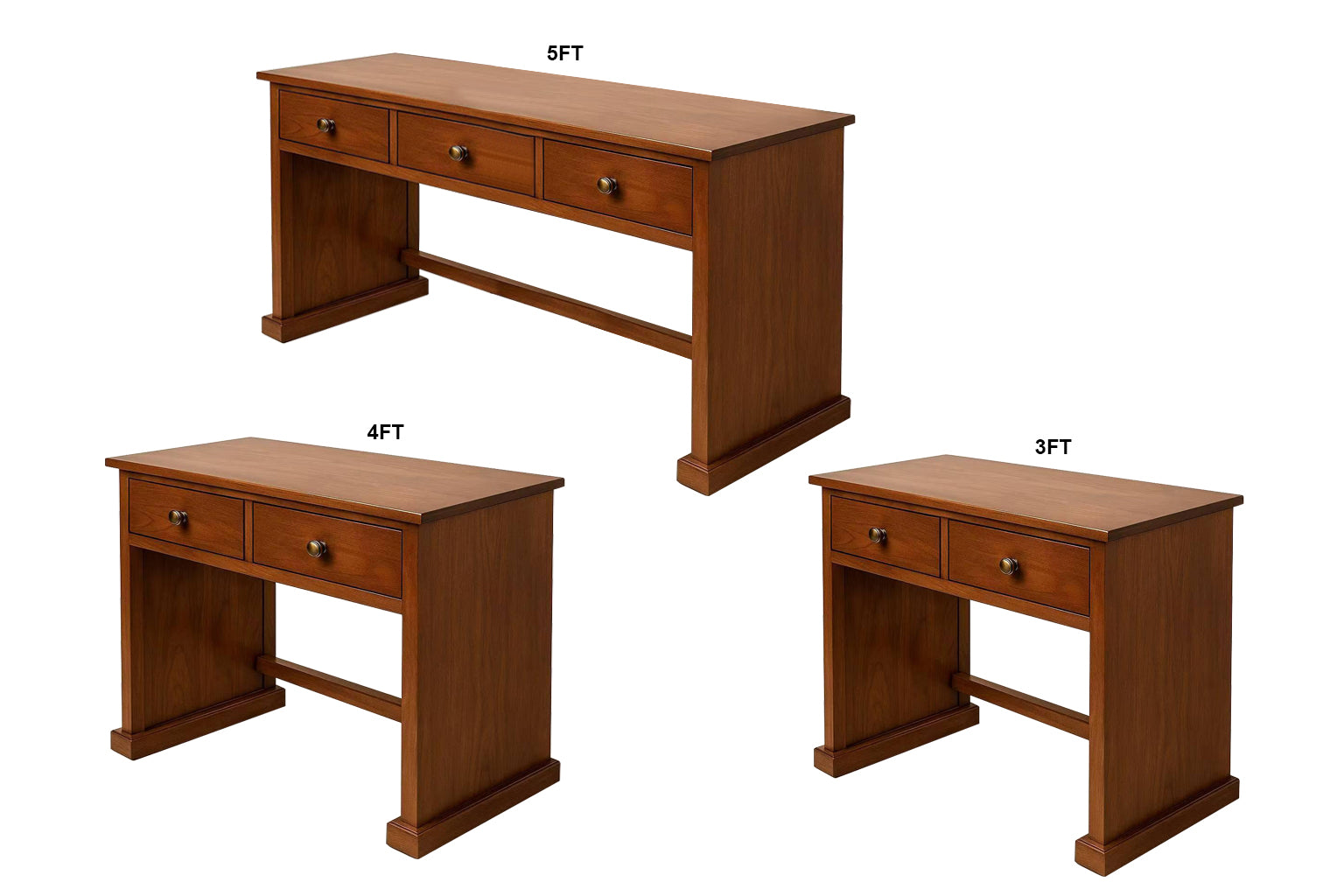 MUDGEE (AUSSIE MADE) SQUARE EDGE  WITH EXTERNAL DRAWERS DESK COLLECTION - ASSORTED STAINED COLOURS - STARTING FROM $699