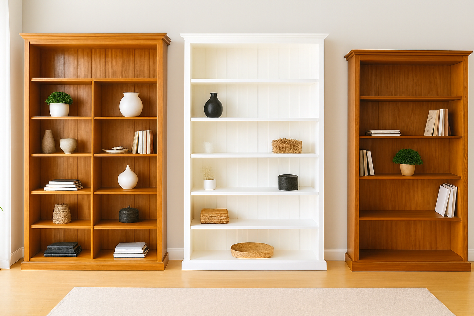 MUDGEE (AUSSIE MADE) STANDARD HIGHLINE BOOKCASE WITH 40MM FACINGS COLLECTION  - ASSORTED STAINED COLOURS - STARTING FROM $399