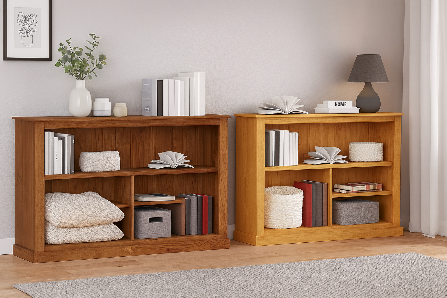 MUDGEE (AUSSIE MADE) STANDARD LOWLINE WITH 40MM FACINGS BOOKCASE COLLECTION - ASSORTED STAINED COLOURS - STARTING FROM $249