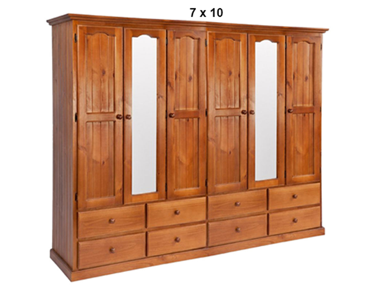MUDGEE (AUSSIE MADE) MIRROR WARDROBE WITH 6 DOORS / 8 DRAWERS COLLECTION - ASSORTED STAINED COLOURS - STARTING FROM $2399