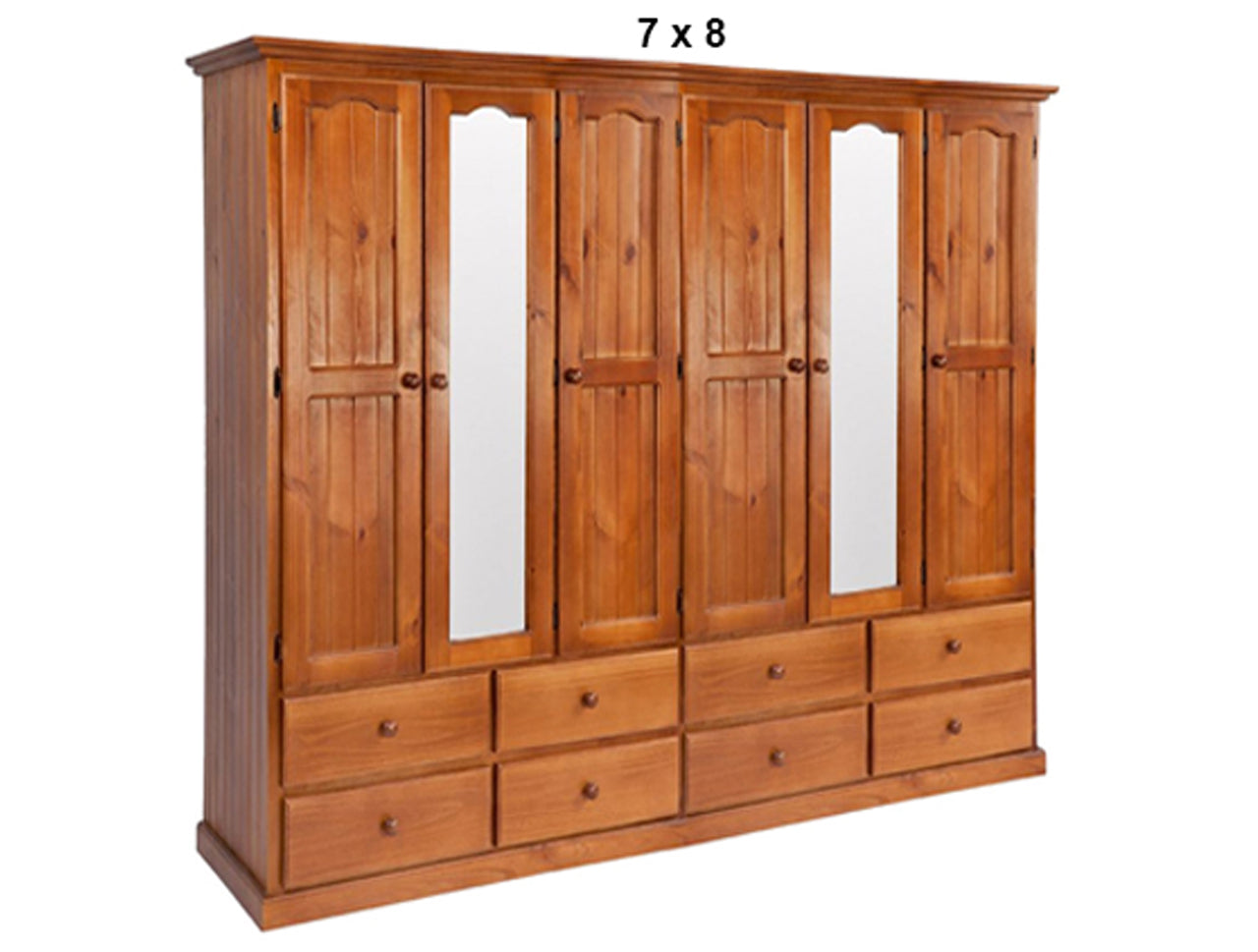 MUDGEE (AUSSIE MADE) MIRROR WARDROBE WITH 6 DOORS / 8 DRAWERS COLLECTION - ASSORTED STAINED COLOURS - STARTING FROM $2399