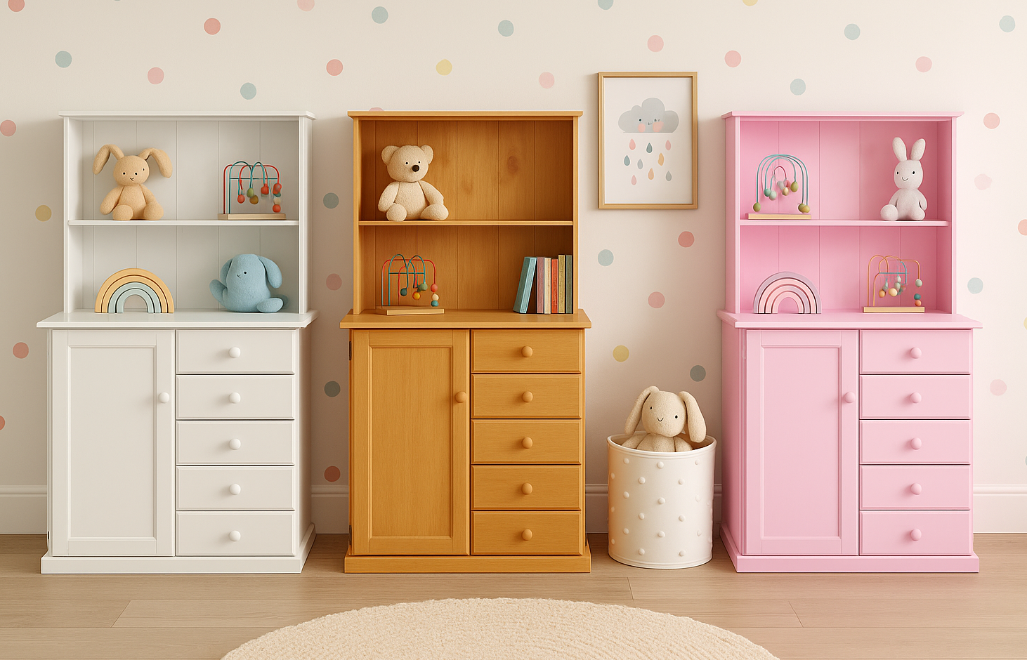 MUDGEE (AUSSIE MADE) TIMBER NURSERY ROBE + HUTCH - 1800(H) x 900(W) - ASSORTED COLOURS