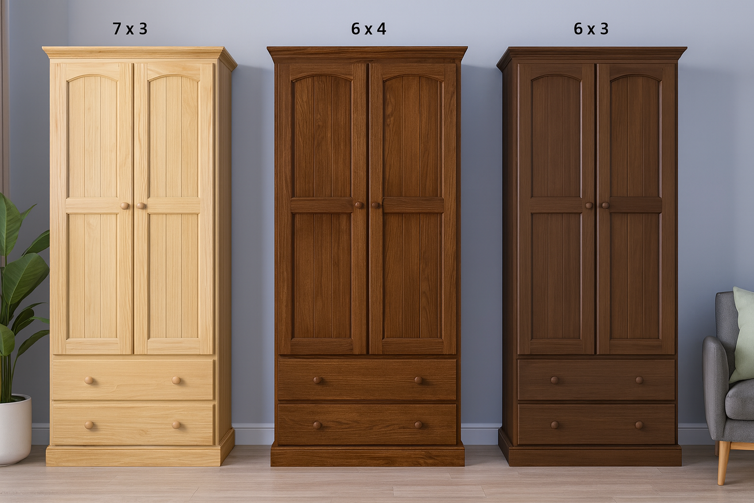 MUDGEE (AUSSIE MADE) 2 ARCHED DOORS / 2 DRAWER WARDROBE COLLECTION - ASSORTED COLOURS - STARTING FROM $899