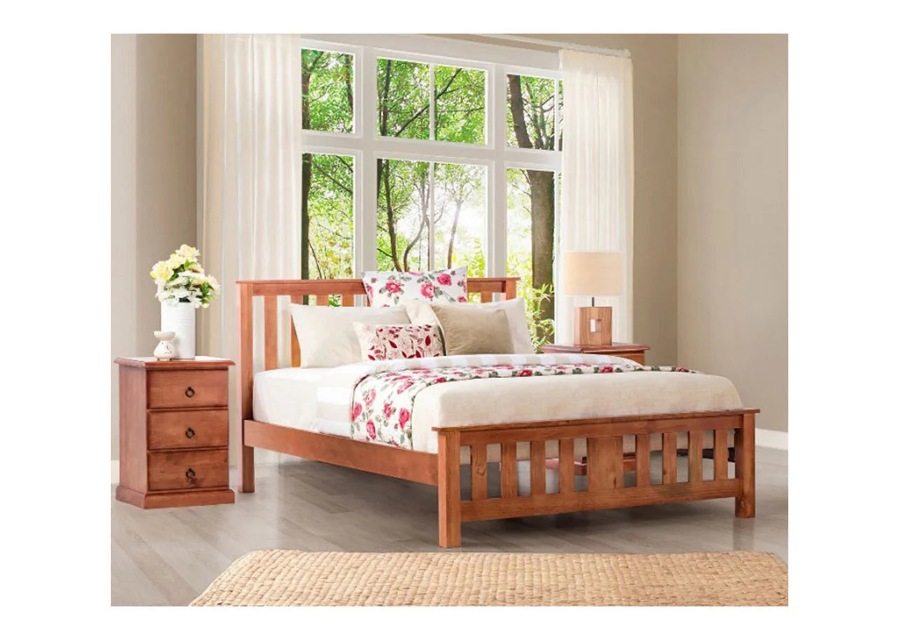 DOUBLE CARRINGTON (AUSSIE MADE) BED FRAME - ASSORTED STAINED COLOURS