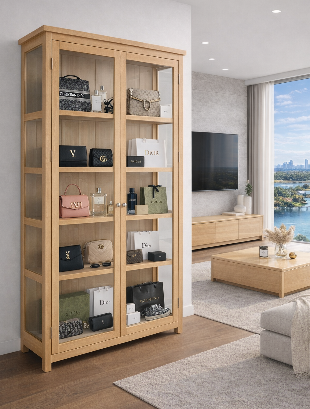 NERIDENE (AUSSIE MADE) 2 DOOR DISPLAY CABINET COLLECTION - ASSORTED COLOURS - STARTING FROM $1699