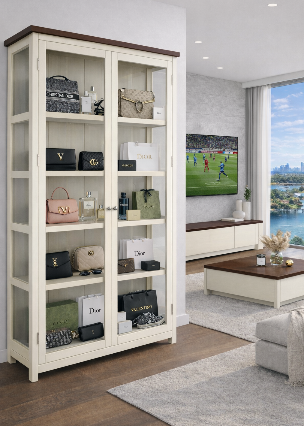 NERIDENE (AUSSIE MADE) 2 DOOR DISPLAY CABINET COLLECTION - ASSORTED COLOURS - STARTING FROM $1699