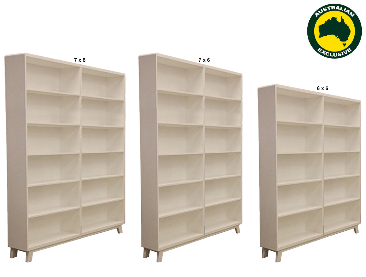 NEWPORT (AUSSIE MADE) TWIN HIGHLINE BOOKCASE COLLECTION - ASSORTED PAINTED COLOURS - STARTING FROM $1599