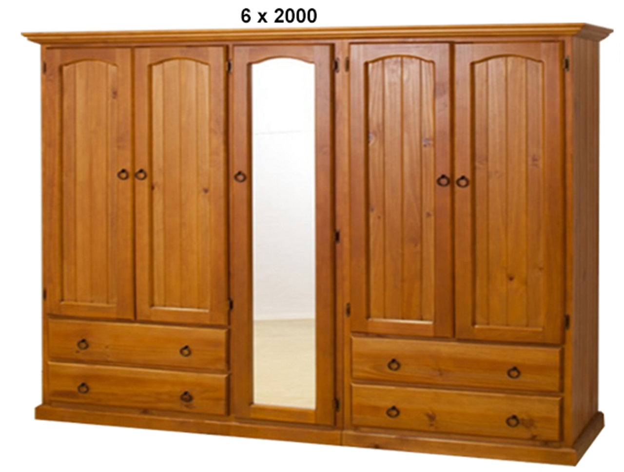 NIMERA (LOCAL MAKE) 3 PIECE WARDROBE WITH 5 DOORS & 4 DRAWERS WITH SHELVES BEHIND MIRROR COLLECTION - ASSORTED STAINED COLOURS - STARTING FROM $1899