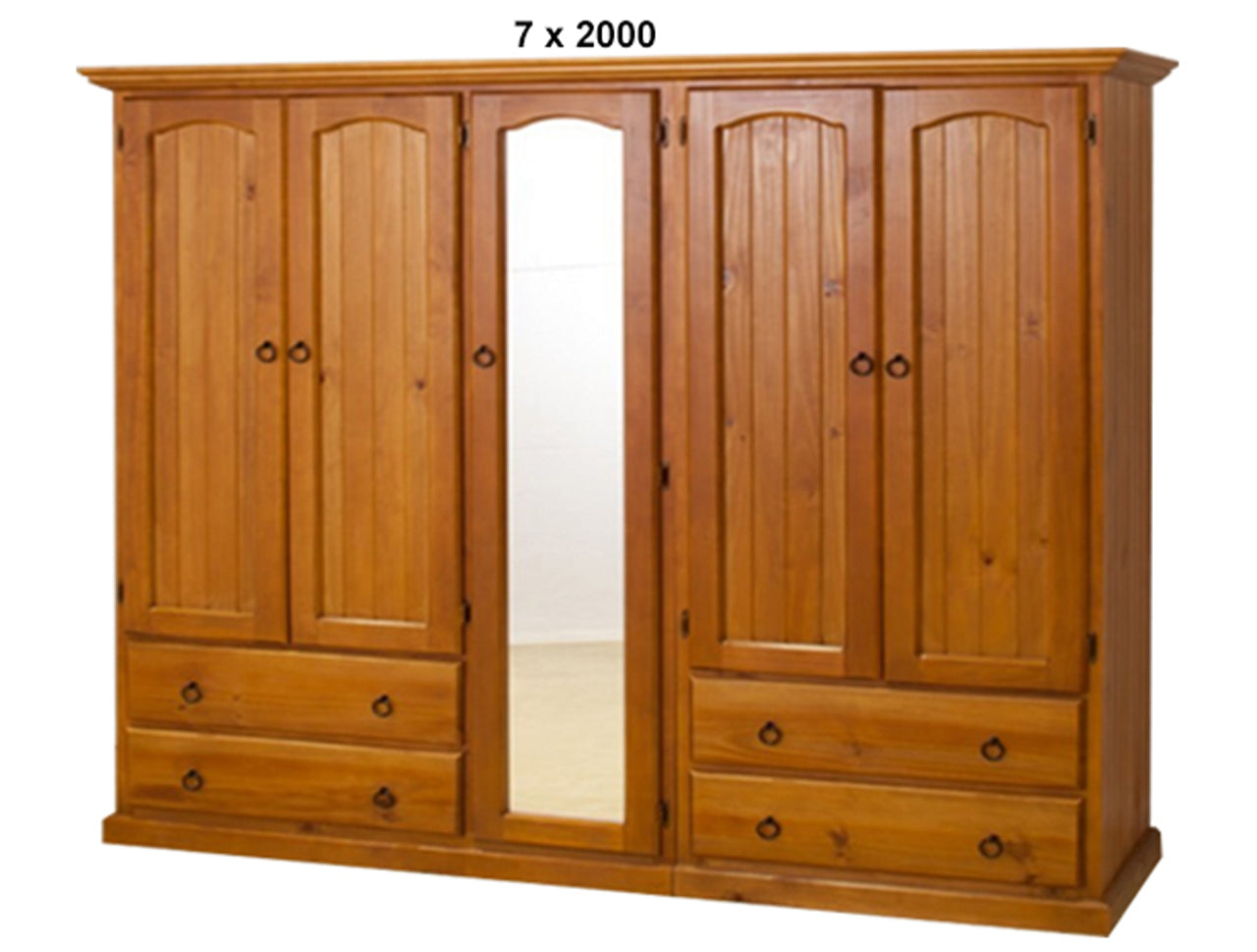 NIMERA (LOCAL MAKE) 3 PIECE WARDROBE WITH 5 DOORS & 4 DRAWERS WITH SHELVES BEHIND MIRROR COLLECTION - ASSORTED STAINED COLOURS - STARTING FROM $1899