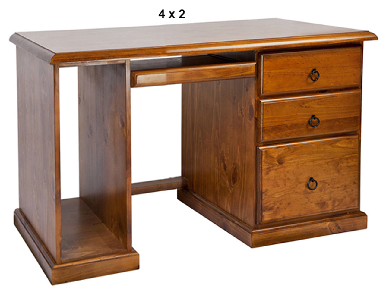 NOOSA (AUSSIE MADE) 3 DRAWER DESK WITH TOWER (REVERSIBLE) & KEYBOARD SLIDE COLLECTION - ASSORTED STAINED COLOURS - STARTING FROM $799