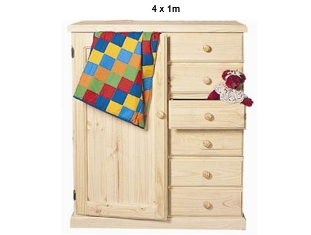 NURSERY (AUSSIE MADE) 1 DOOR / 6 DRAWER WARDROBE COLLECTION - ASSORTED STAINED COLOURS - STARTING FROM $1199