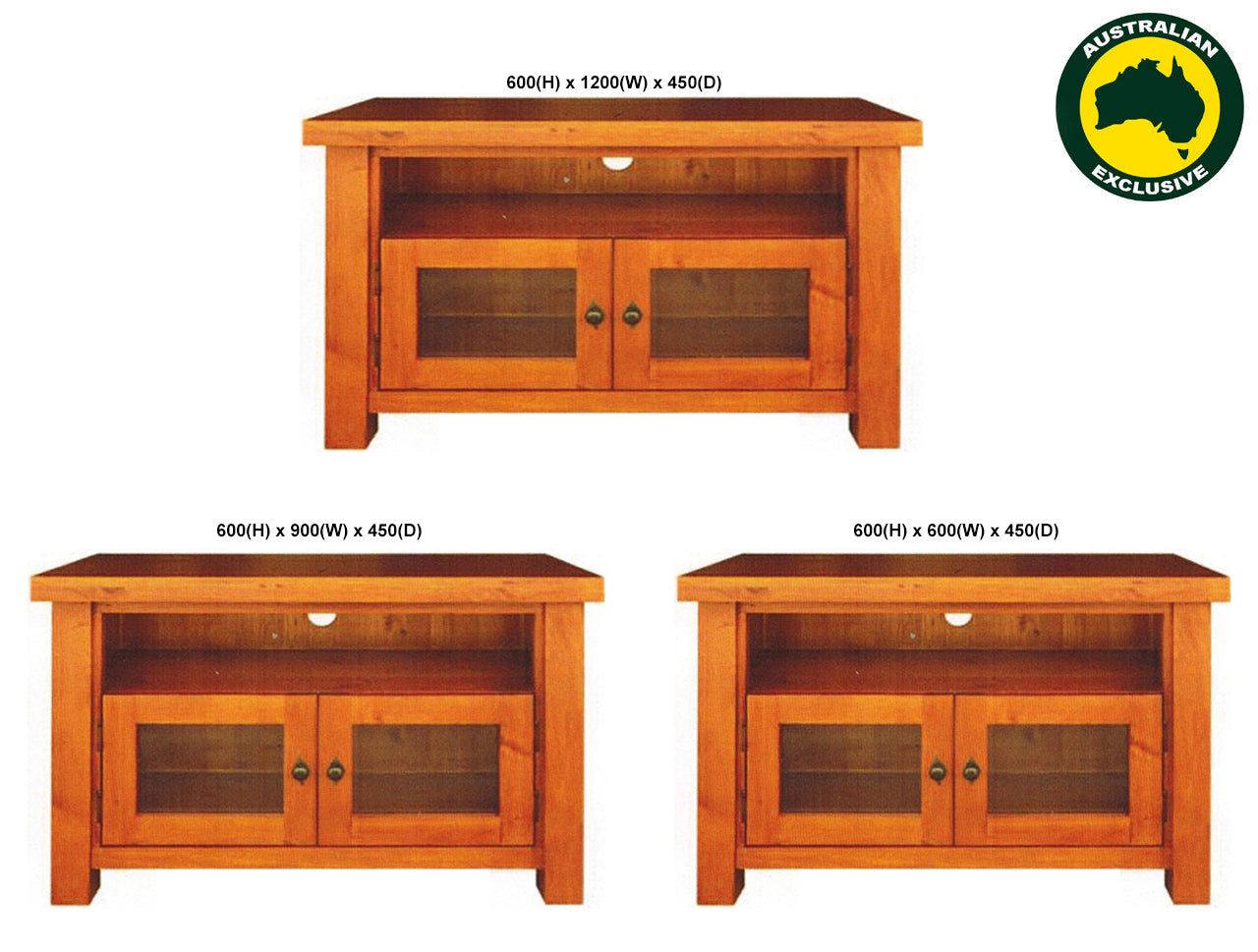 OHIO (AUSSIE MADE) TV UNIT WITH 2 DOORS COLLECTION - ASSORTED STAINED COLOURS - STARTING FROM $499