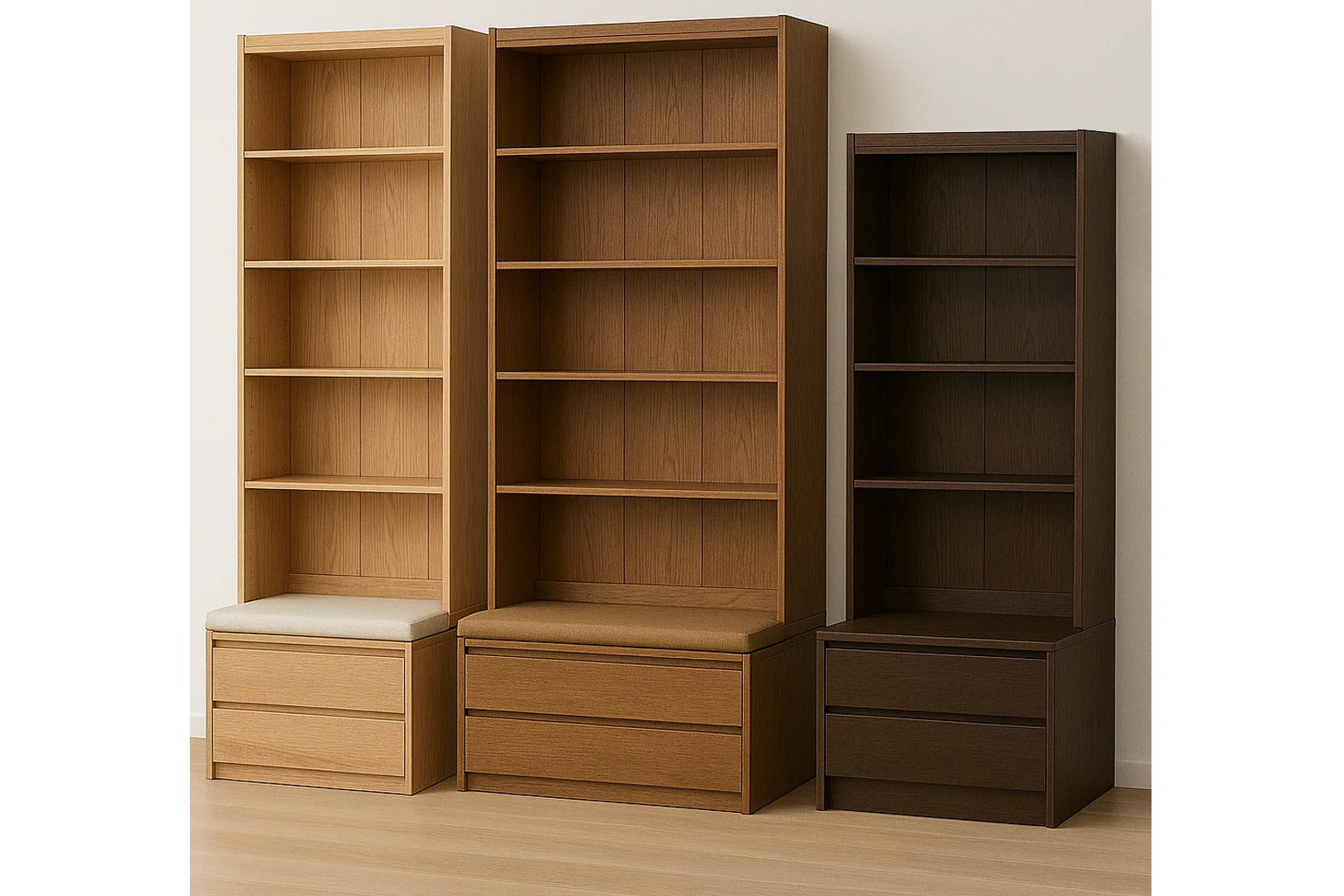 OLENKA (AUSSIE MADE) HIGHLINE BOOKCASE COMBO COLLECTION - ASSORTED STAINED COLOURS - STARTING FROM $899