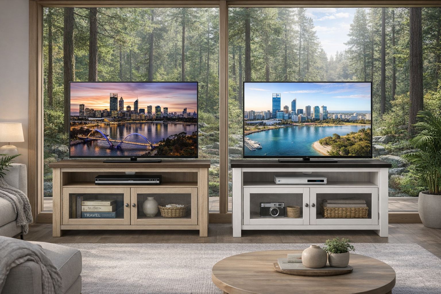 OHIO (AUSSIE MADE) TV UNIT WITH 2 GLASSS DOORS COLLECTION - ASSORTED COLOURS - STARTING FROM $599