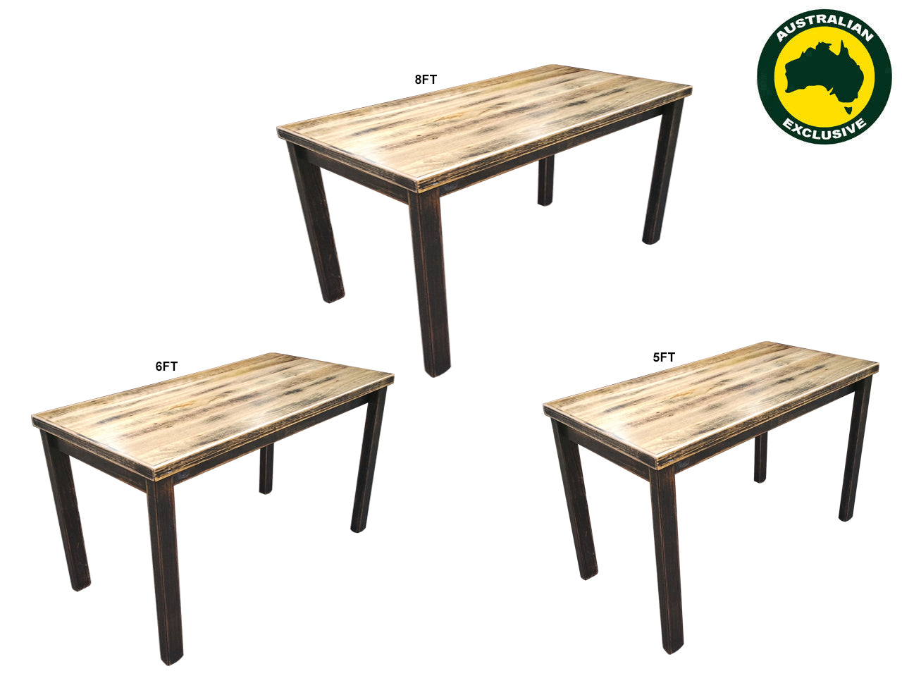 PALING (AUSSIE MADE) DINING TABLE WITH STANDARD LEGS COLLECTION - ASSORTED STAINED COLOURS - STARTING FROM $1299