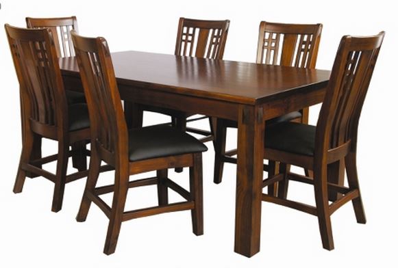 FABULOS  9  PIECE  DINING SETTING - 2100(W) X 1050(D) - (MODEL-16-9-14-14-1-3-12-5 -  HAZELNUT
