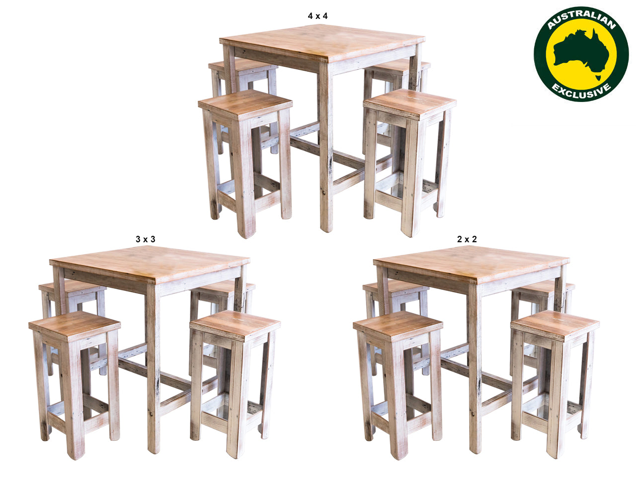 PALING (AUSSIE MADE) 5 PIECE BAR SETTING COLLECTION - ASSORTED STAINED COLOURS - STARTING FROM $1899