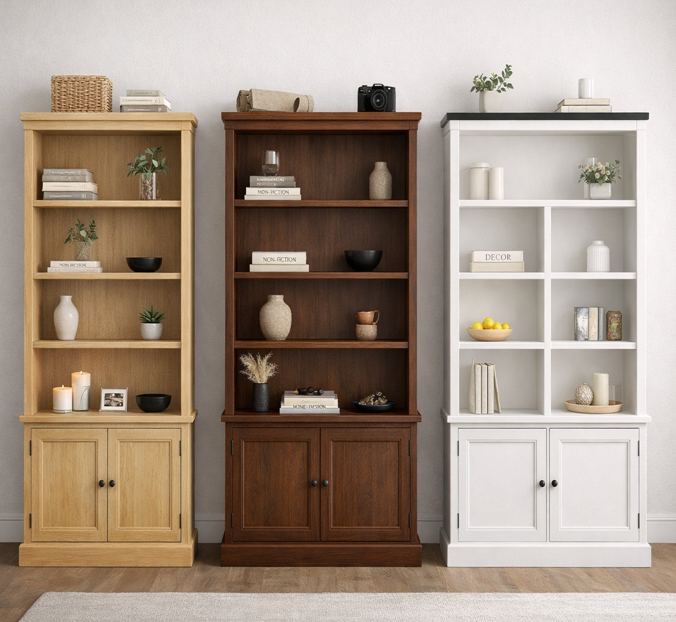 WASHINGTON (AUSSIE MADE) HIGHLINE BOOKCASE WITH DOORS COLLECTION - ASSORTED COLOURS - STARTING FROM $999