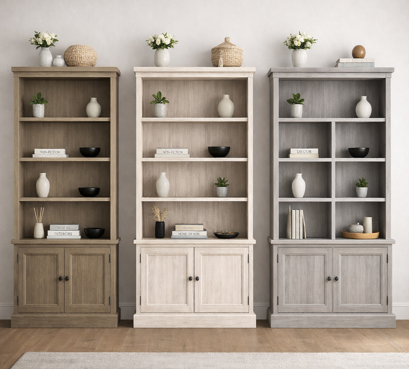 WASHINGTON (AUSSIE MADE) HIGHLINE BOOKCASE WITH DOORS COLLECTION - ASSORTED COLOURS - STARTING FROM $999