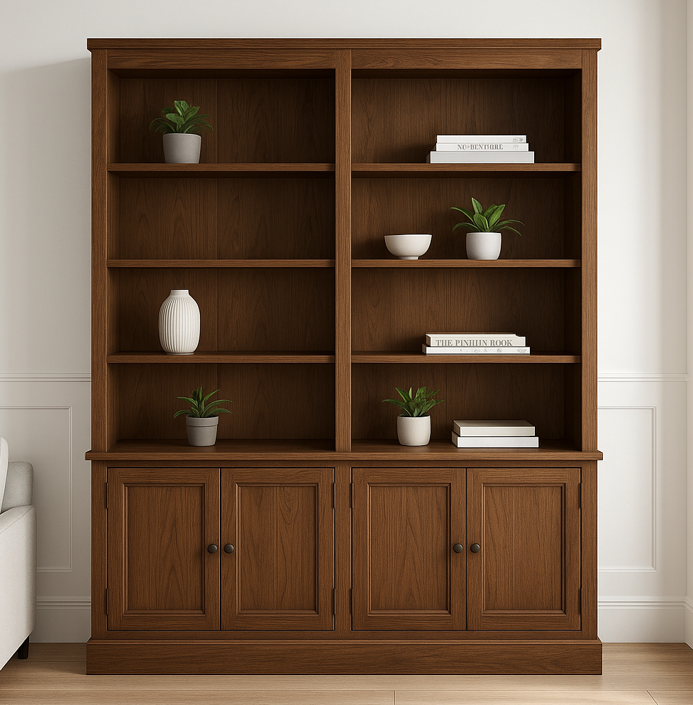 WASHINGTON (AUSSIE MADE) DOUBLE HIGHLINE BOOKCASE WITH DOORS COLLECTION - ASSORTED STAINED AND PAINTED COLOURS - STARTING FROM $2599