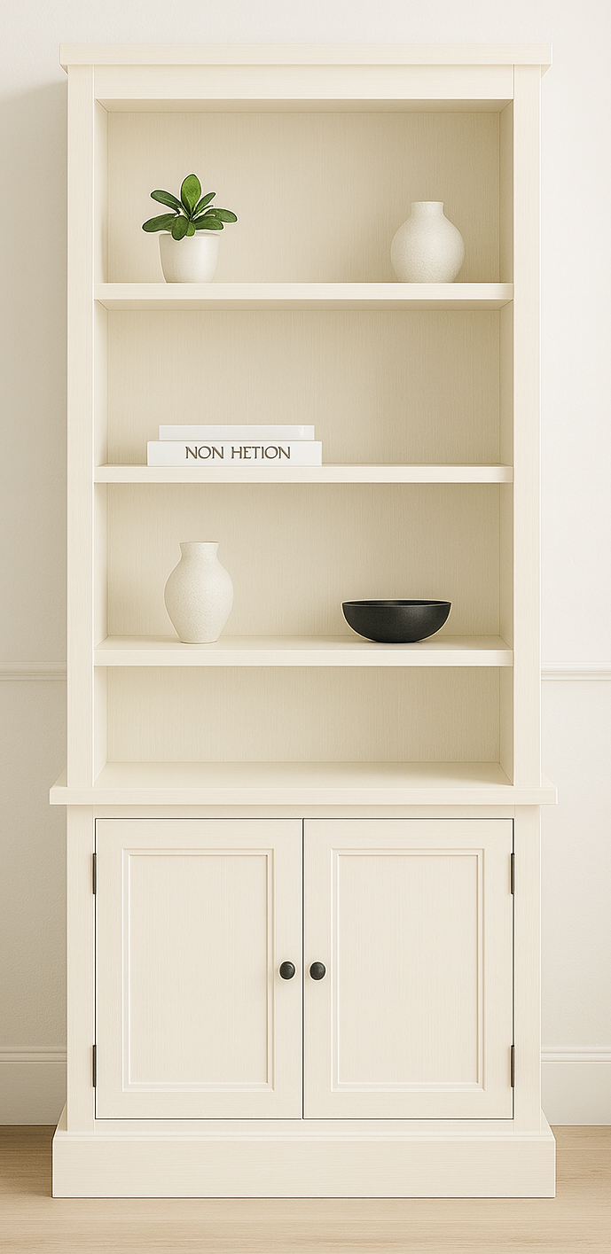 WASHINGTON (AUSSIE MADE) SINGLE HIGHLINE BOOKCASE WITH DOORS COLLECTION - ASSORTED STAINED AND PAINTED COLOURS - STARTING FROM $1299