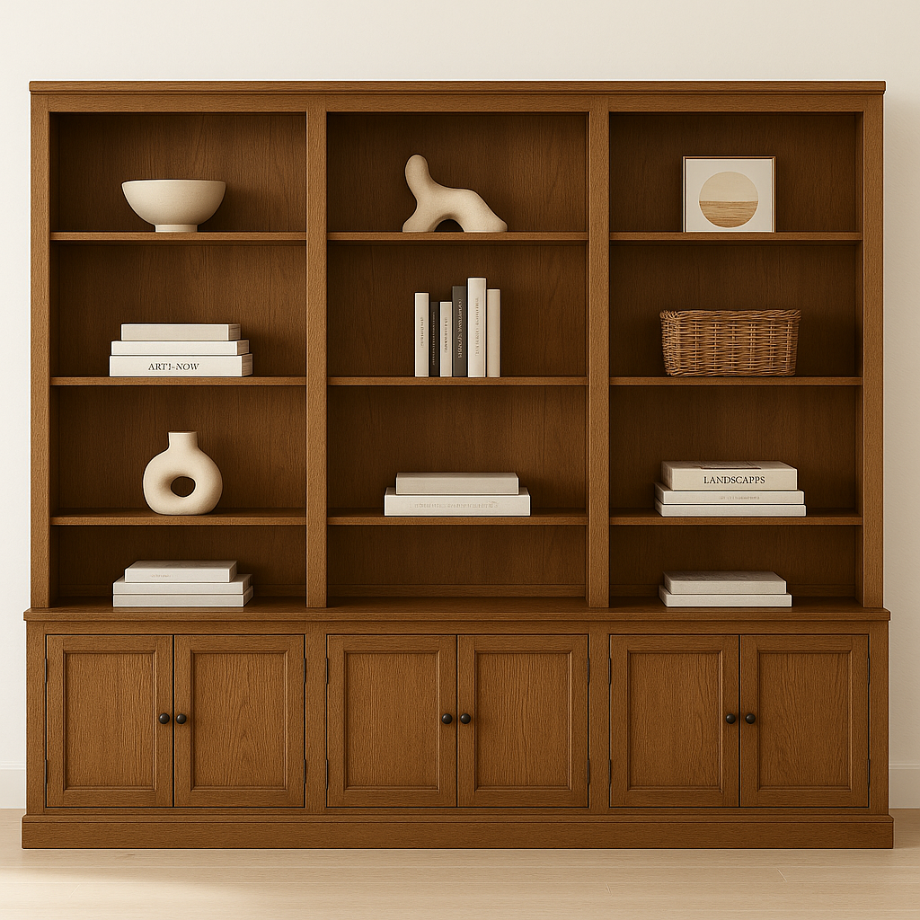 WASHINGTON (AUSSIE MADE) TRIO HIGHLINE BOOKCASE WITH DOORS COLLECTION - ASSORTED STAINED AND PAINTED COLOURS - STARTING FROM $3499