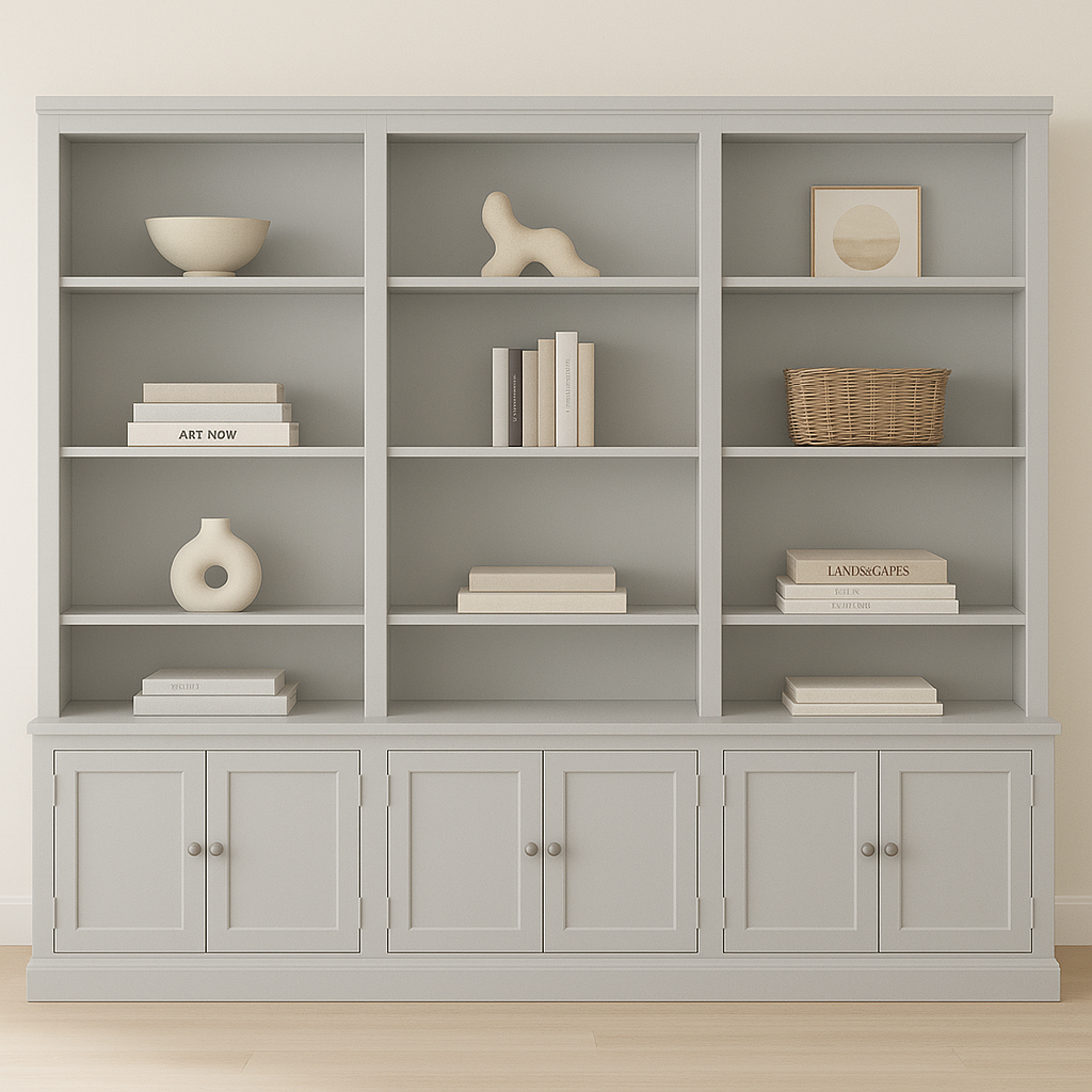 WASHINGTON (AUSSIE MADE) TRIO HIGHLINE BOOKCASE WITH DOORS COLLECTION - ASSORTED STAINED AND PAINTED COLOURS - STARTING FROM $3499