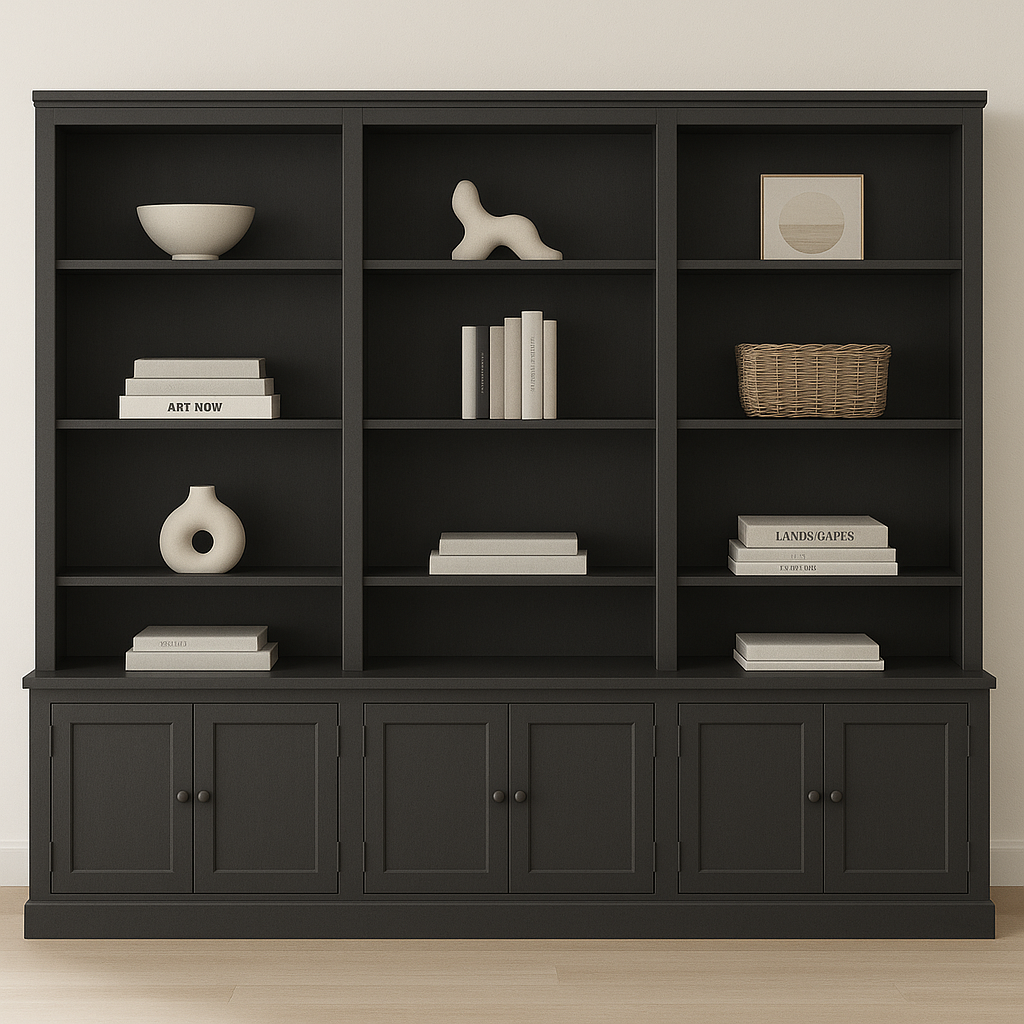 WASHINGTON (AUSSIE MADE) TRIO HIGHLINE BOOKCASE WITH DOORS COLLECTION - ASSORTED STAINED AND PAINTED COLOURS - STARTING FROM $3499