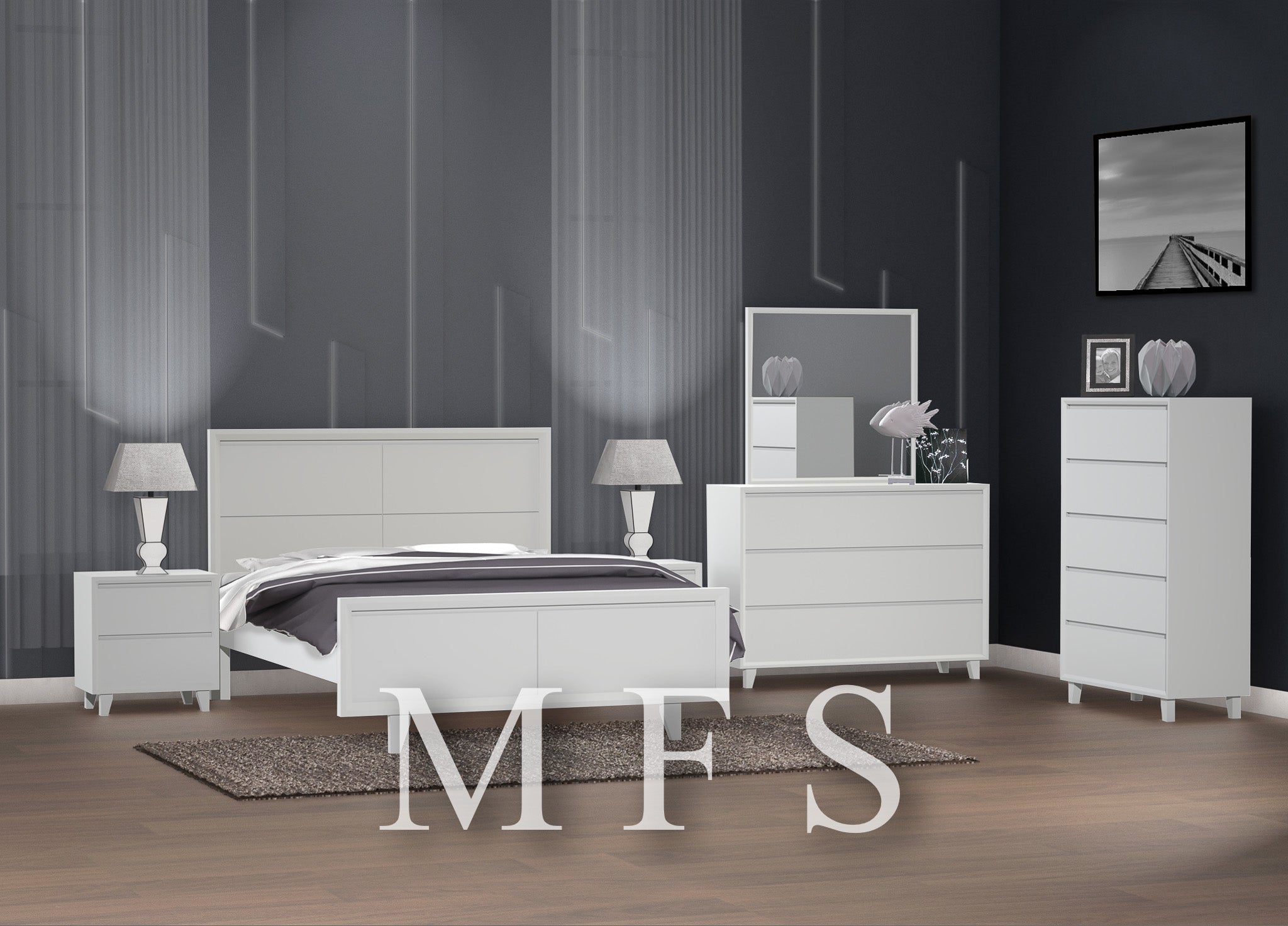 SINGLE OR KING SINGLE SWANWORTH (CUSTOM MADE) 4 PIECE (DRESSER) BEDROOM SUITE - ASSORTED COLOURS